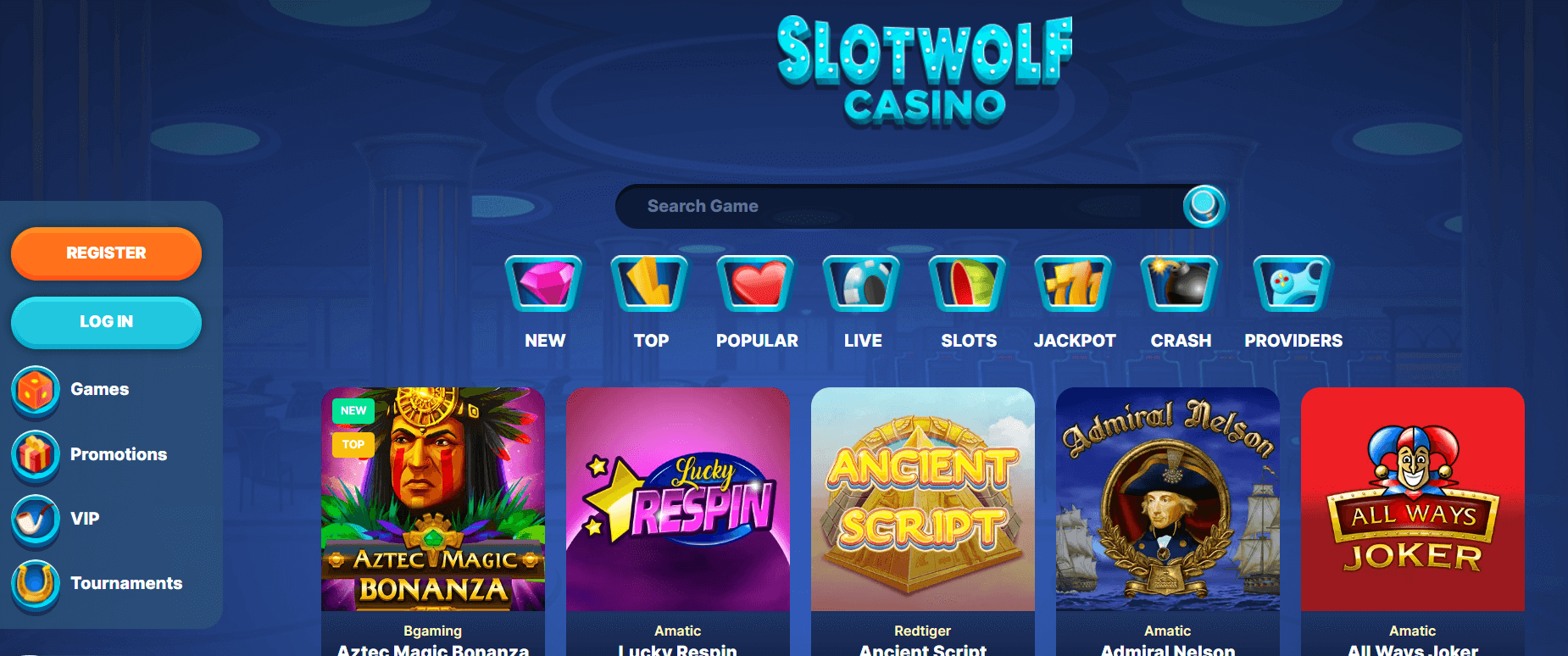 SlotWolf casino games