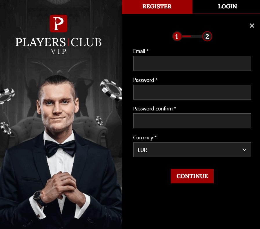 Players club vip register form